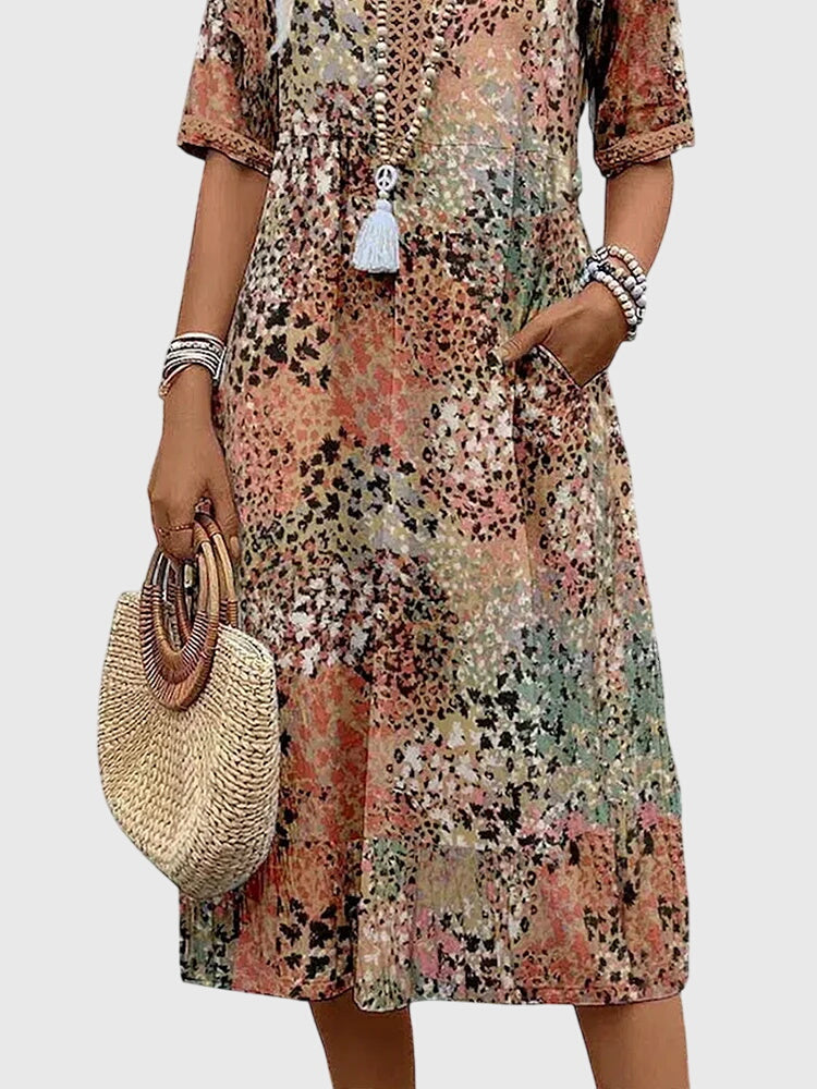 Bella | Robe Midi Fleurs Élégante