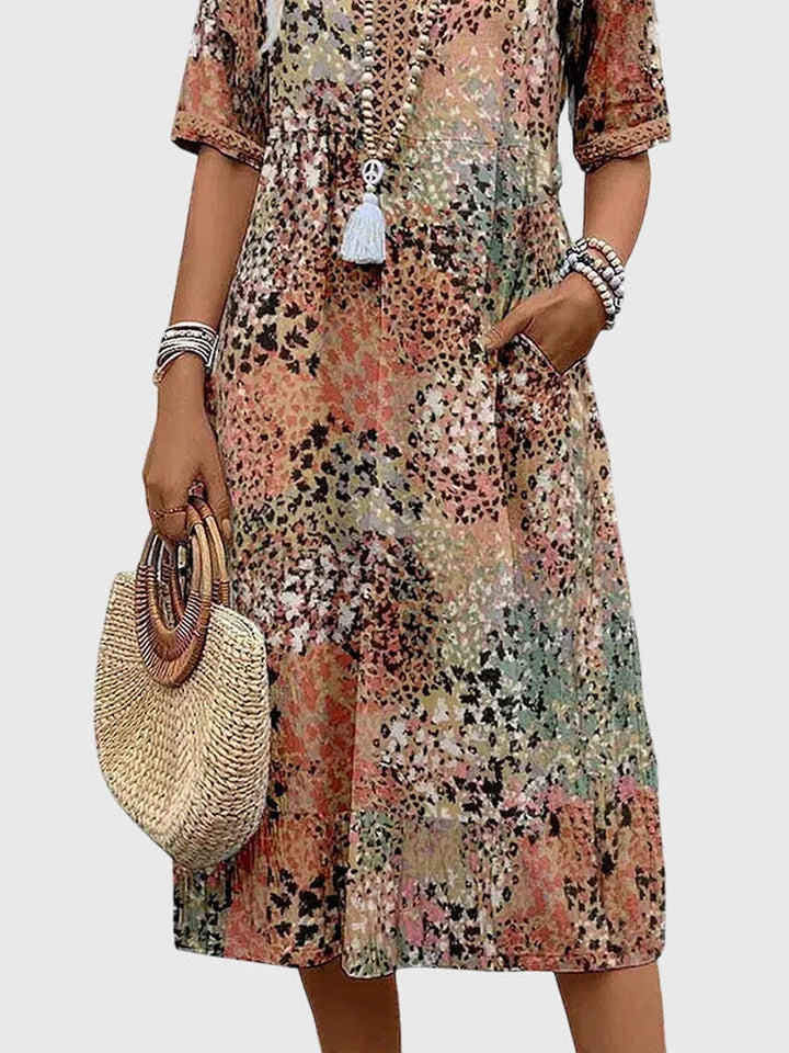 Bella | Robe Midi Fleurs Élégante