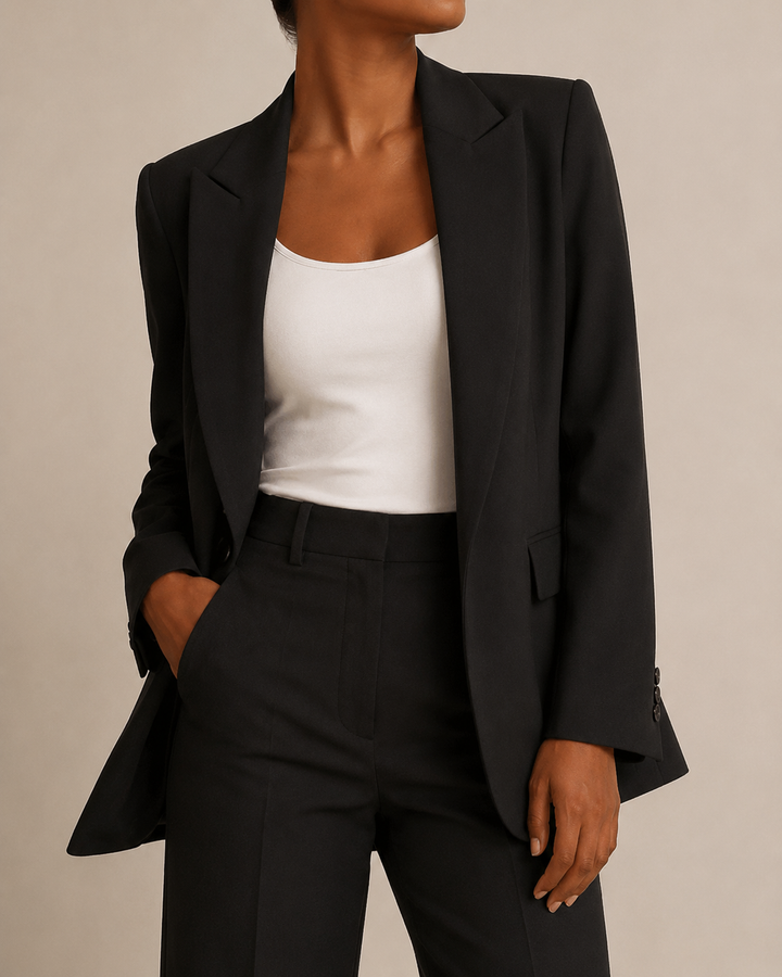 Ensemble tailleur femme deux pièces blazer pantalon élégant bureau cérémonie
