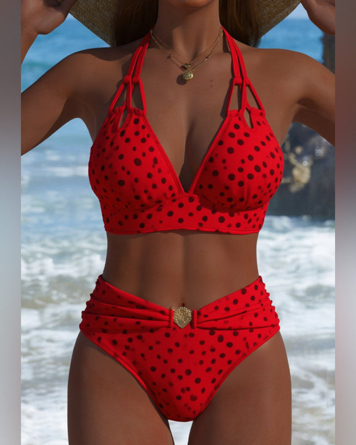 Maillot de bain deux pièces à pois séduisant