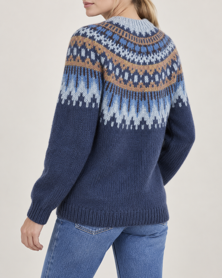 Pull Femme Motif Nordique Col Rond Manches Longues – Doriane