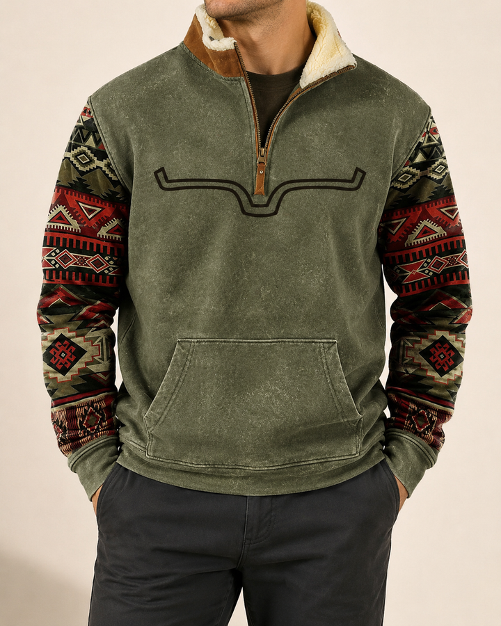 Pull Homme Jacquard Col Zippé Motif Ethnique – Laurent