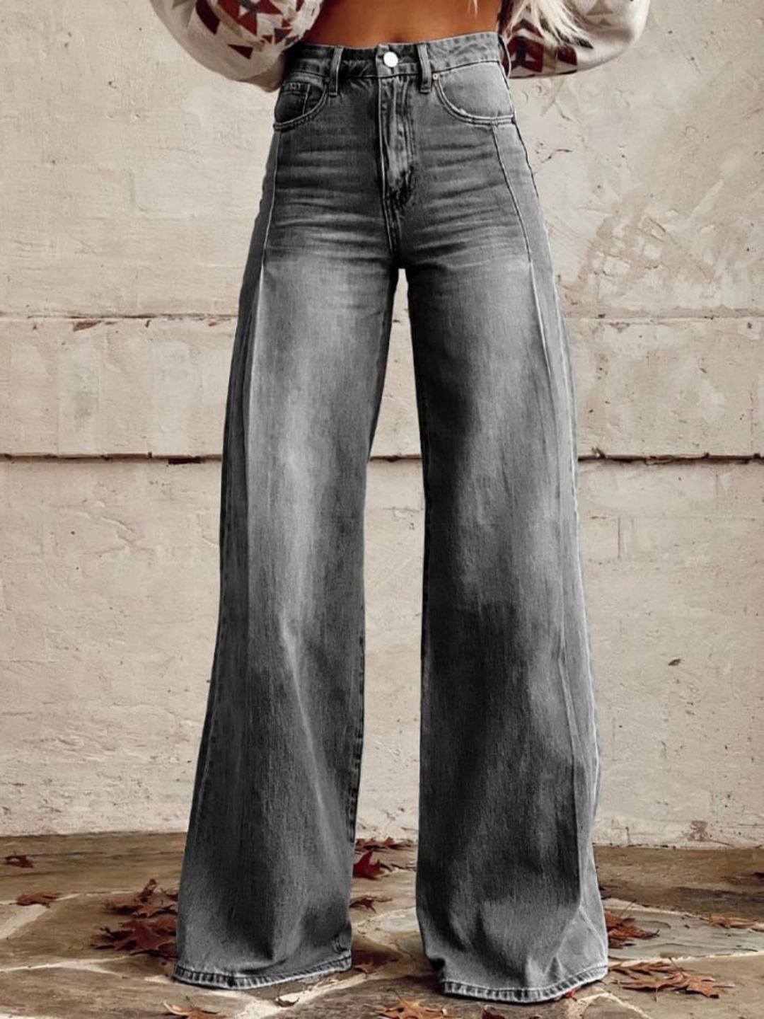 Layla | Pantalon Large Délavé Classique