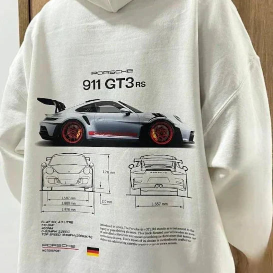 Adrian - Sweat-shirt oversize pour homme avec imprimé Porsche 1