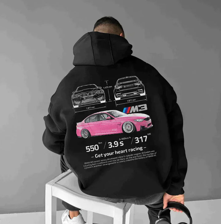 Adrian - Sweat-shirt oversize pour homme avec imprimé Porsche 3