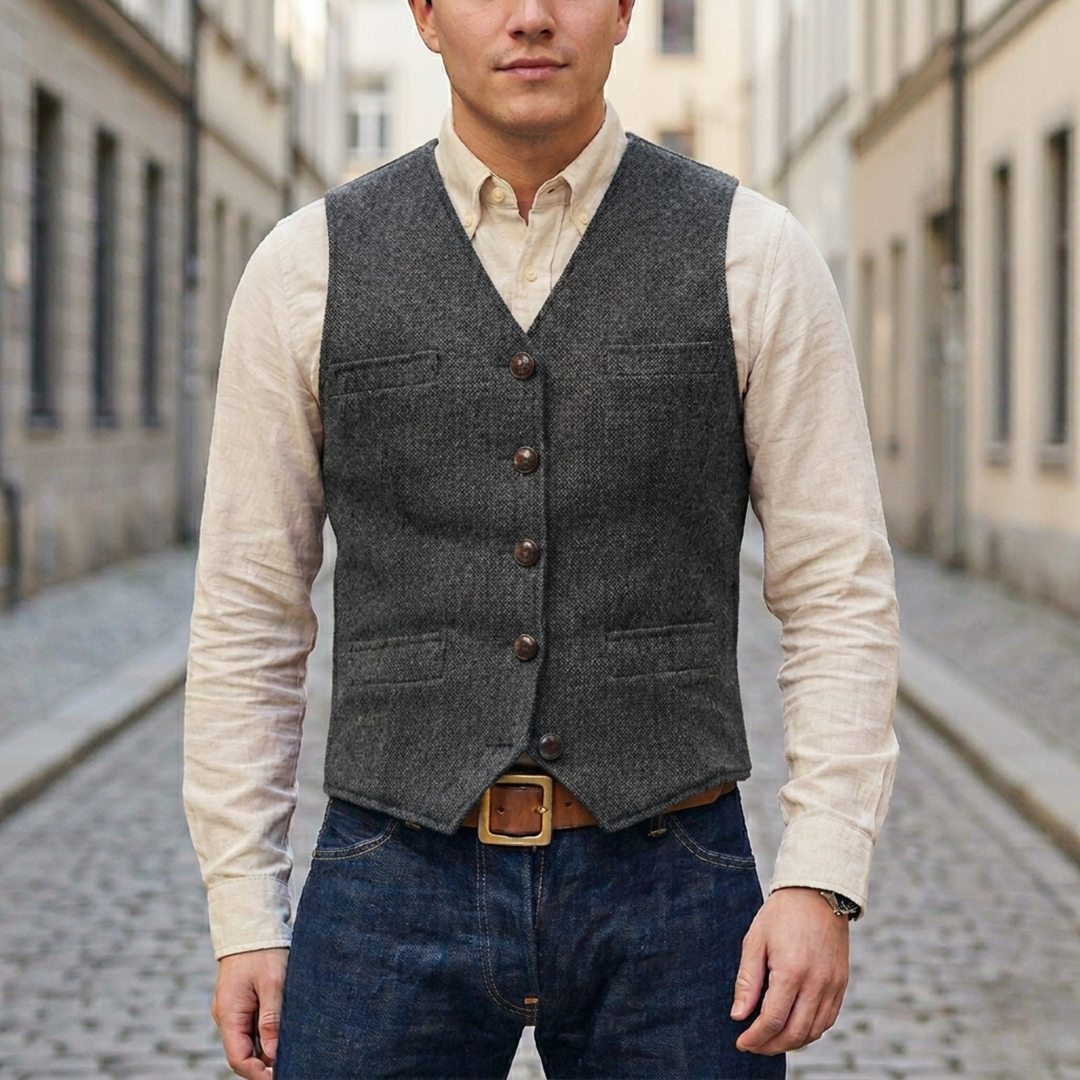 Adrian – Gilet classique en tweed pour homme 0