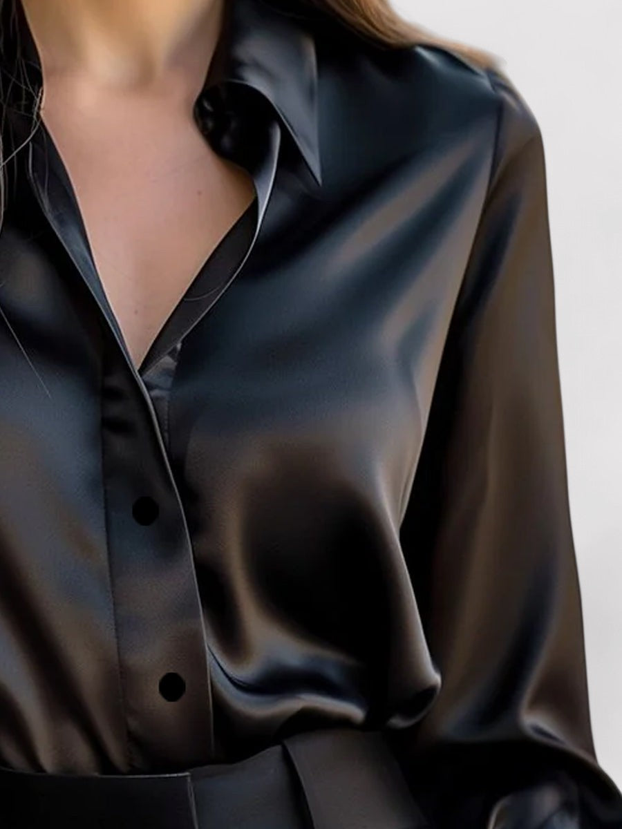 Amelia | Chemisier à manches longues en satin pour femme 1