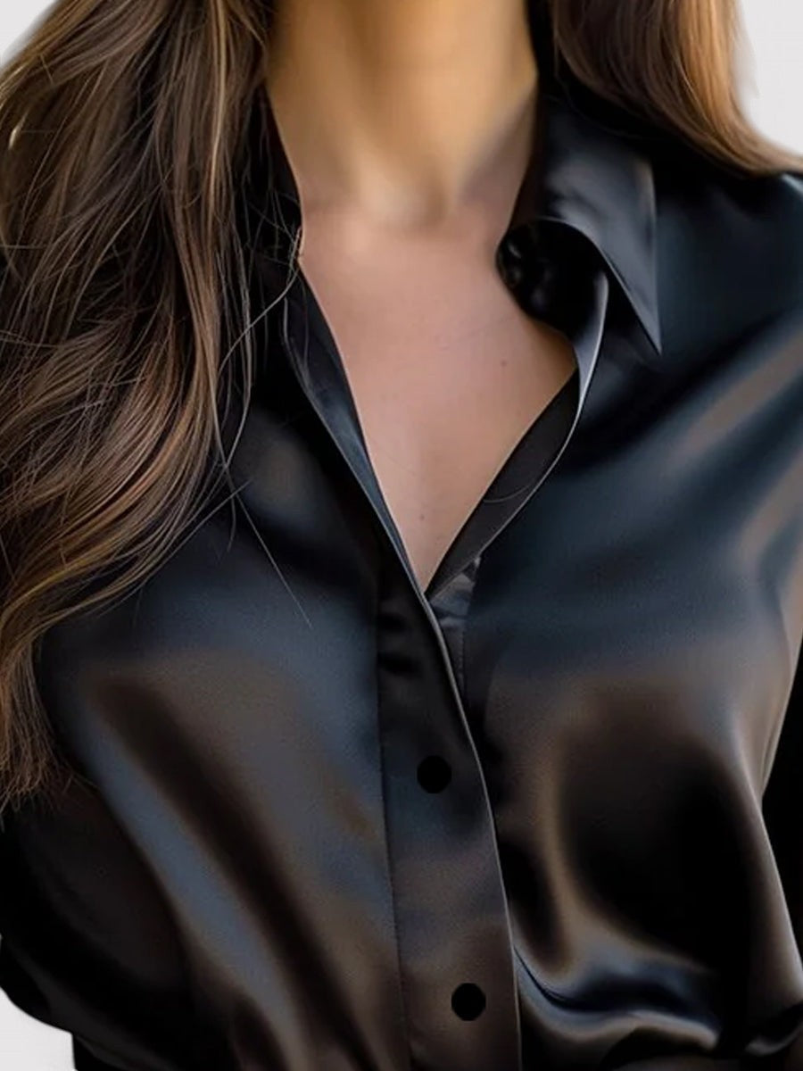 Amelia | Chemisier à manches longues en satin pour femme 2