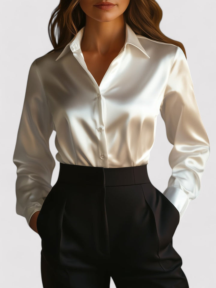 Amelia | Chemisier à manches longues en satin pour femme 4