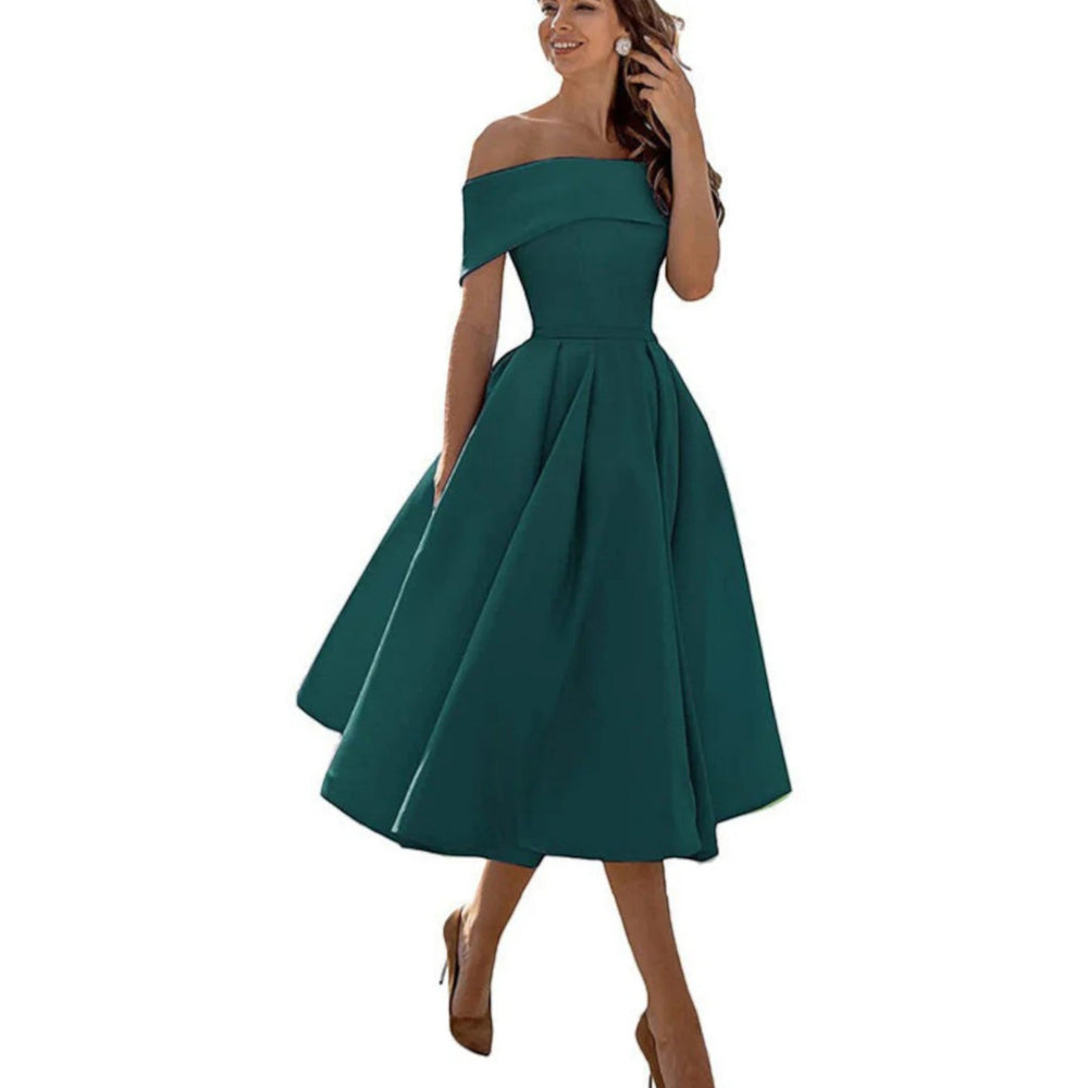 Amira | Robe cocktail épaules dénudées femme | Midi 1