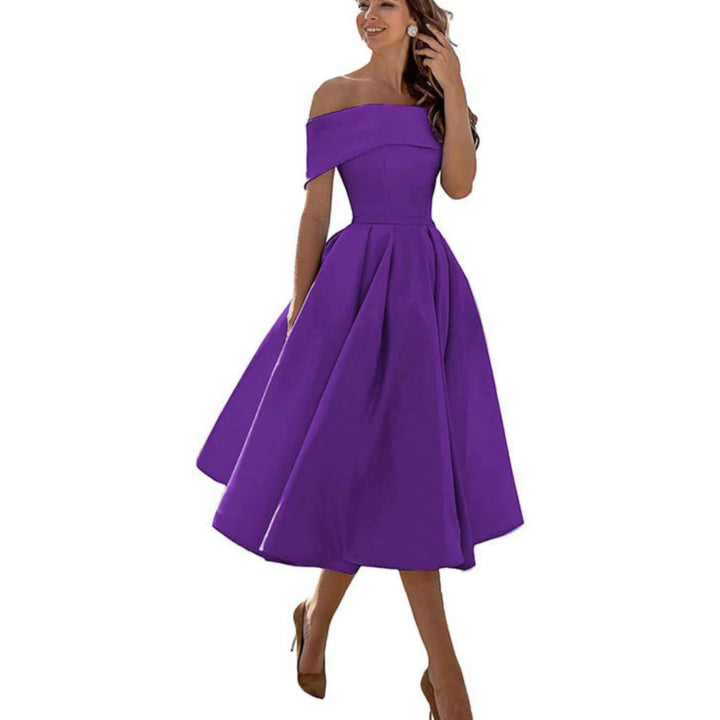 Amira | Robe cocktail épaules dénudées femme | Midi 10