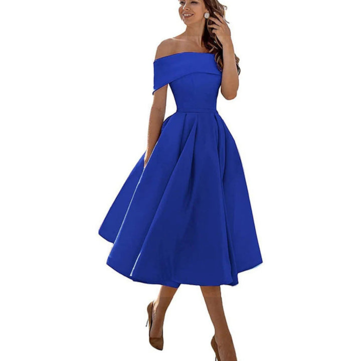 Amira | Robe cocktail épaules dénudées femme | Midi 11