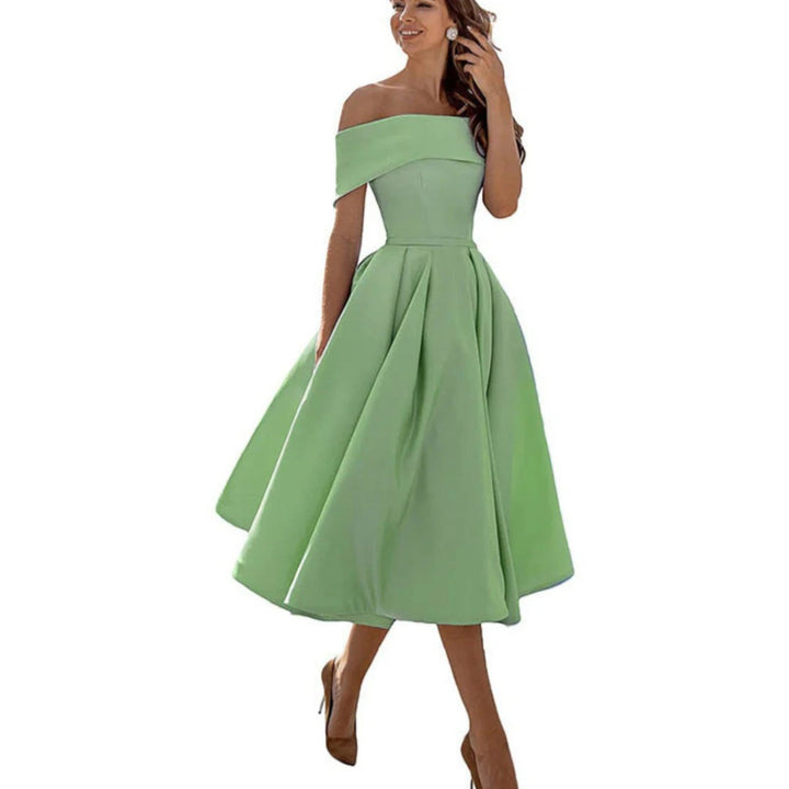 Amira | Robe cocktail épaules dénudées femme | Midi 3