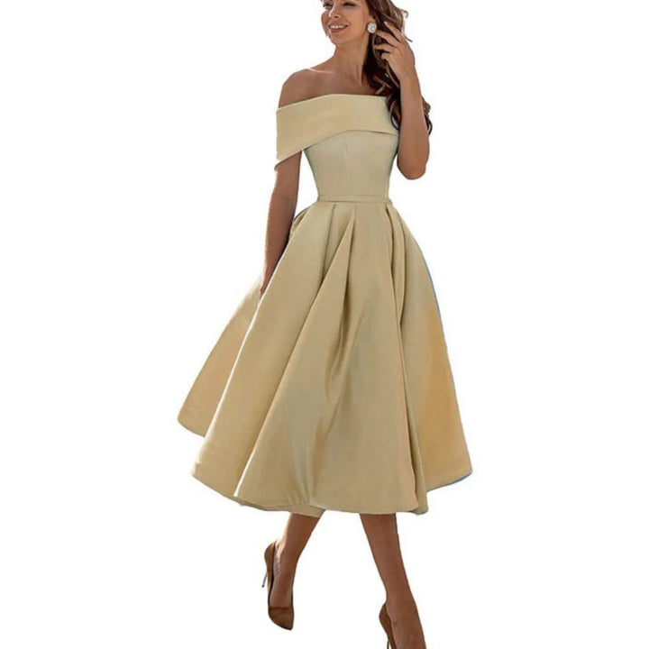 Amira | Robe cocktail épaules dénudées femme | Midi 5