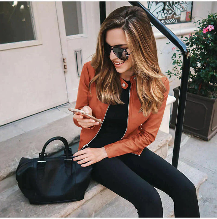 Sophia - Veste en Cuir Italienne Élégante