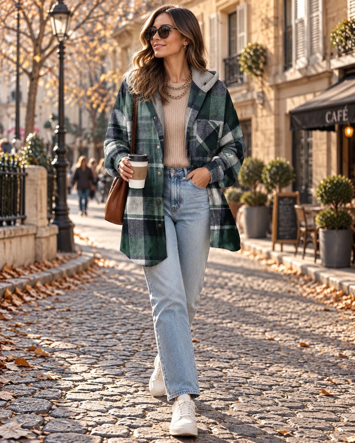 Arcy Veste Femme | Capuche Doublée Polaire, Coupe Oversize, Motif À Carreaux 0
