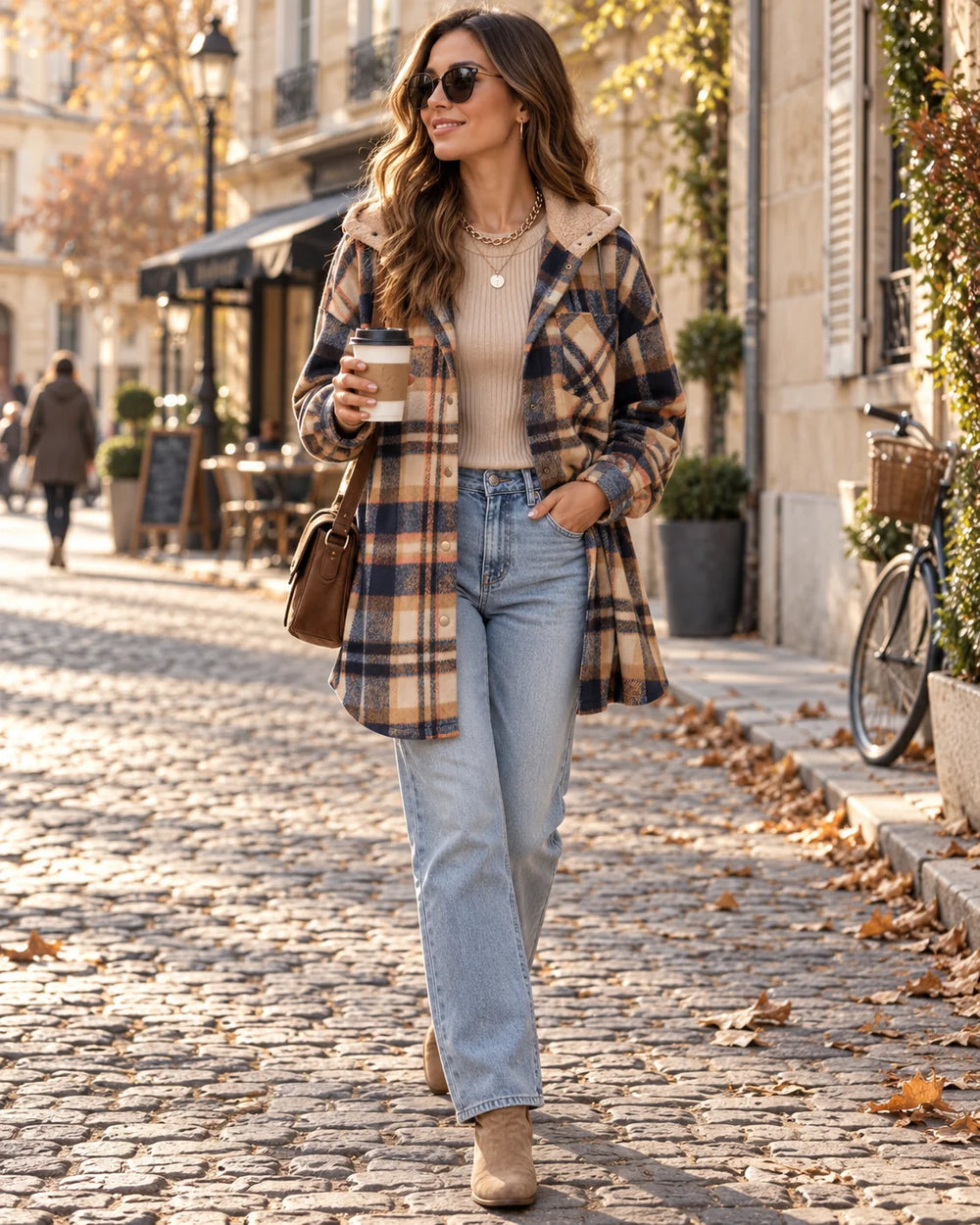 Arcy Veste Femme | Capuche Doublée Polaire, Coupe Oversize, Motif À Carreaux 1