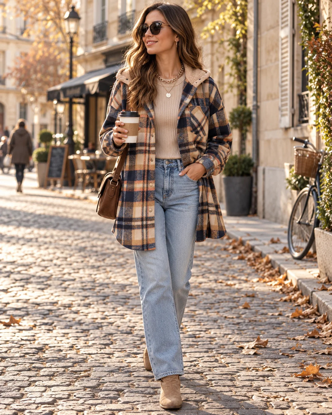 Arcy Veste Femme | Capuche Doublée Polaire, Coupe Oversize, Motif À Carreaux 1