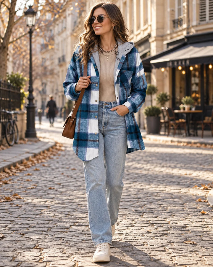 Arcy Veste Femme | Capuche Doublée Polaire, Coupe Oversize, Motif À Carreaux 2