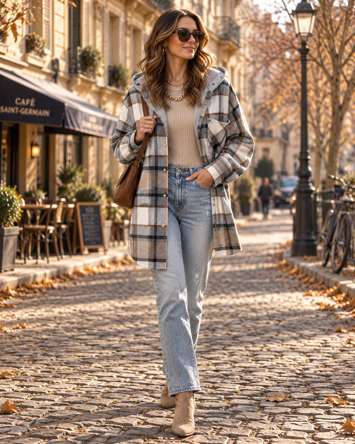 Arcy Veste Femme | Capuche Doublée Polaire, Coupe Oversize, Motif À Carreaux 4