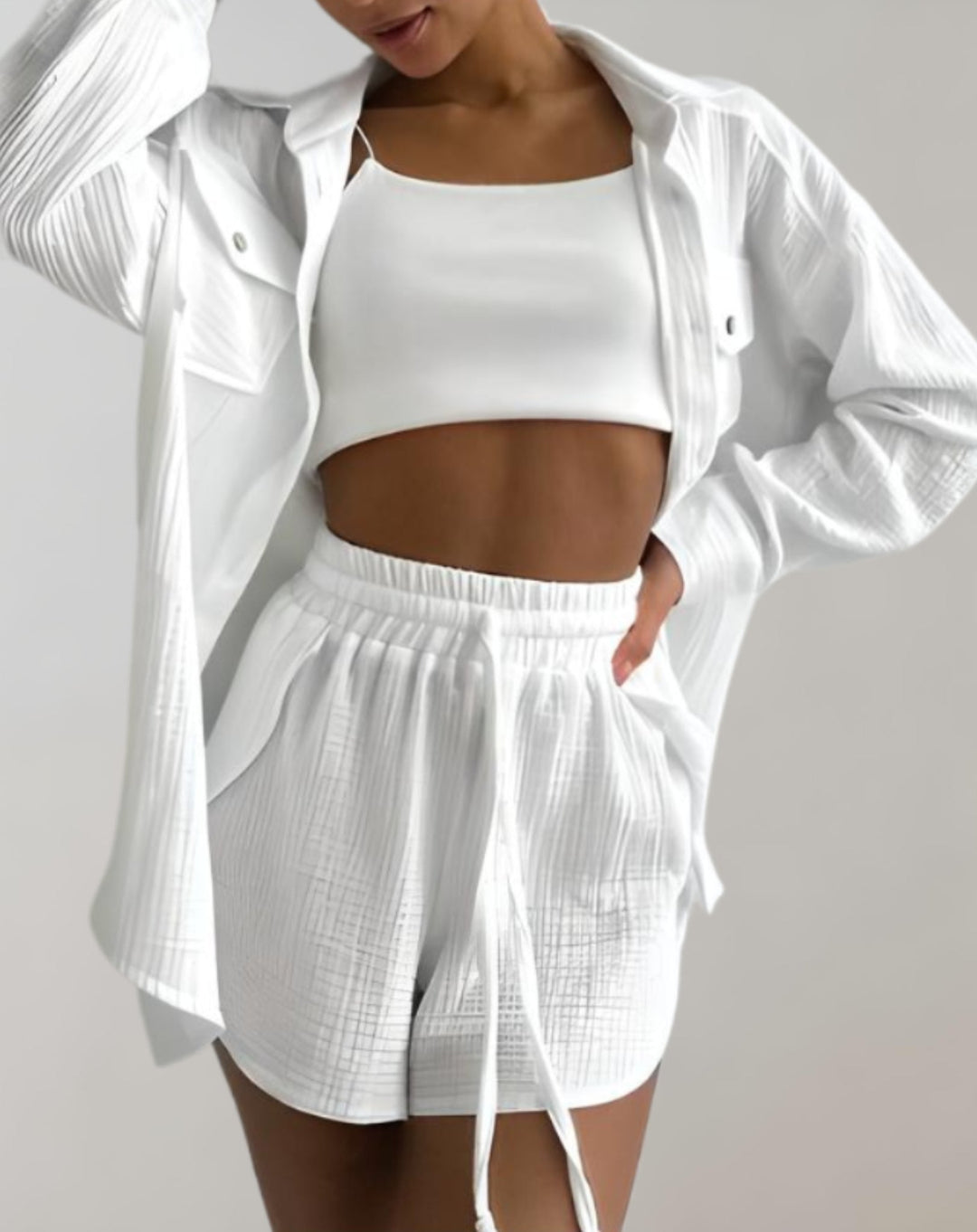 Ariana | Ensemble deux pièces composé d'une chemise et d'un short à taille élastique 0