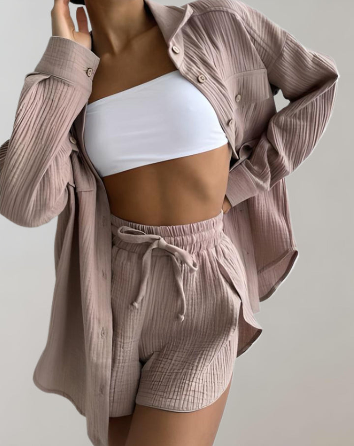 Ariana | Ensemble deux pièces composé d'une chemise et d'un short à taille élastique 4