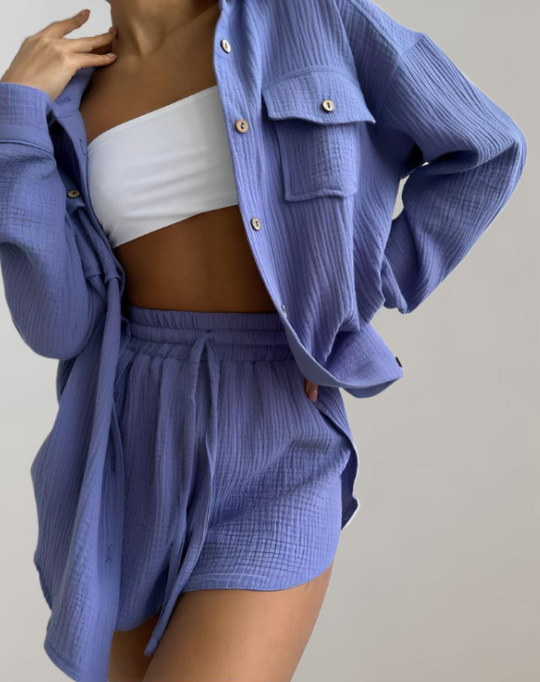 Ariana | Ensemble deux pièces composé d'une chemise et d'un short à taille élastique 7