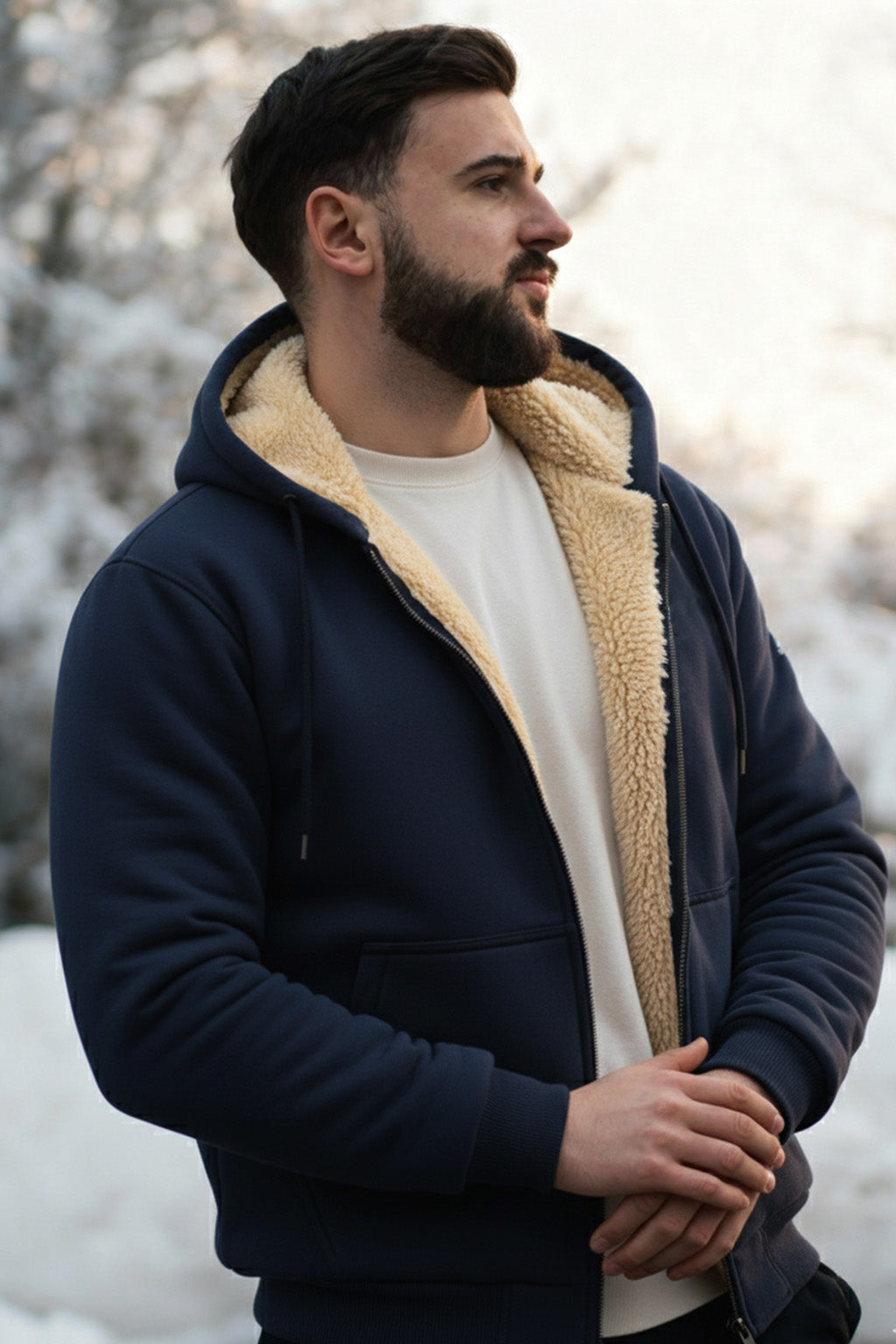 Veste à capuche zippée doublée en sherpa | Adrien