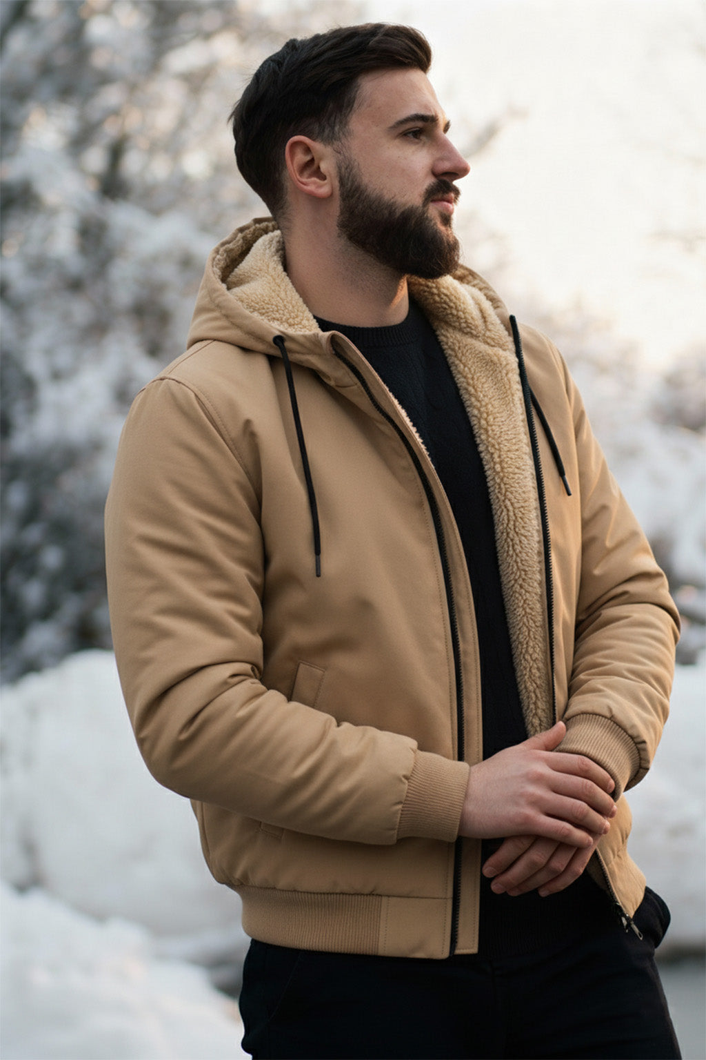 Veste à capuche zippée doublée en sherpa | Théo