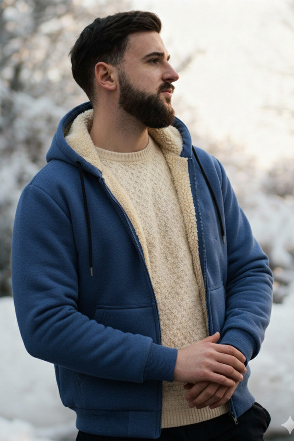 Veste à capuche zippée doublée en sherpa | Lucien