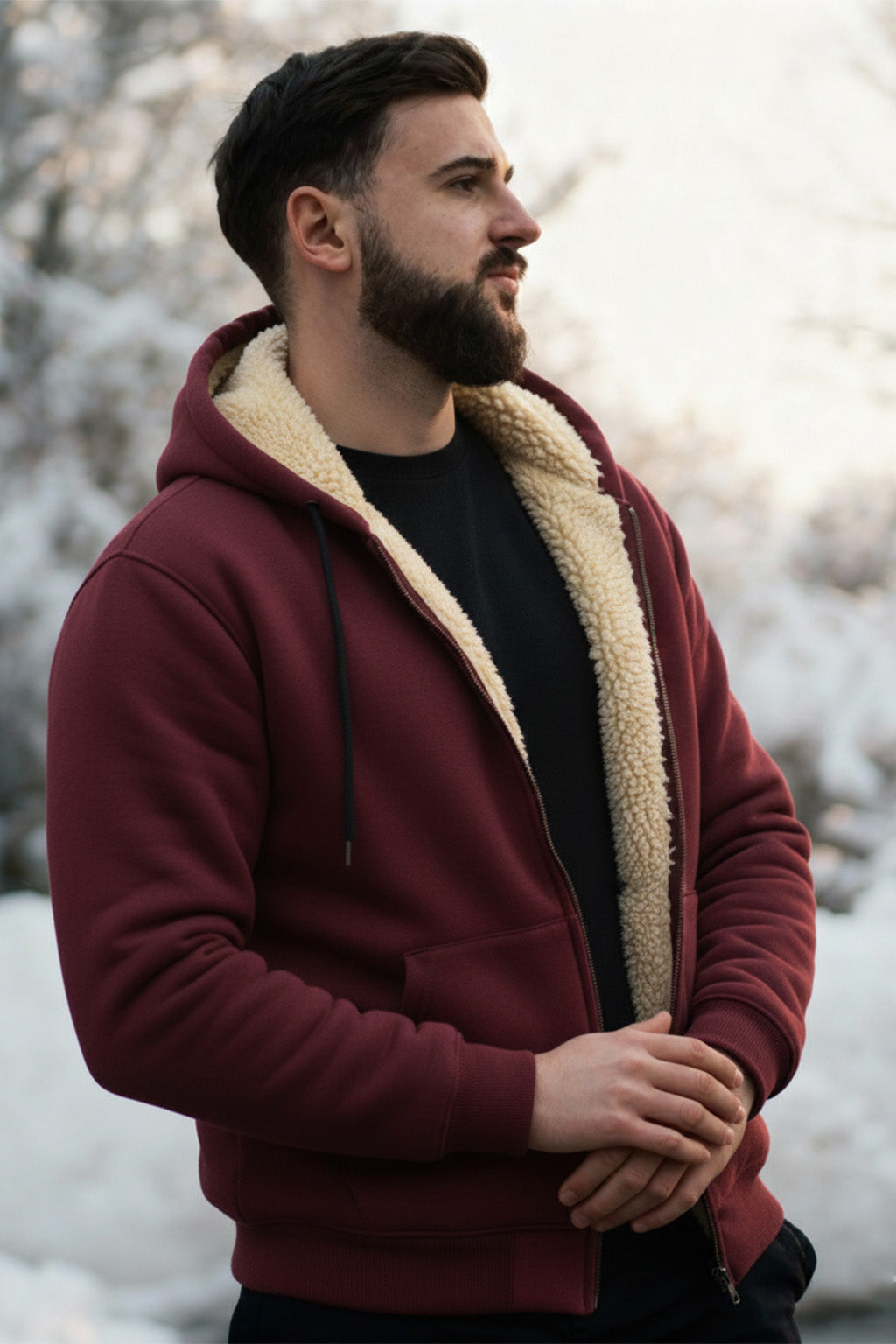 Veste à capuche zippée doublée en sherpa | Noé