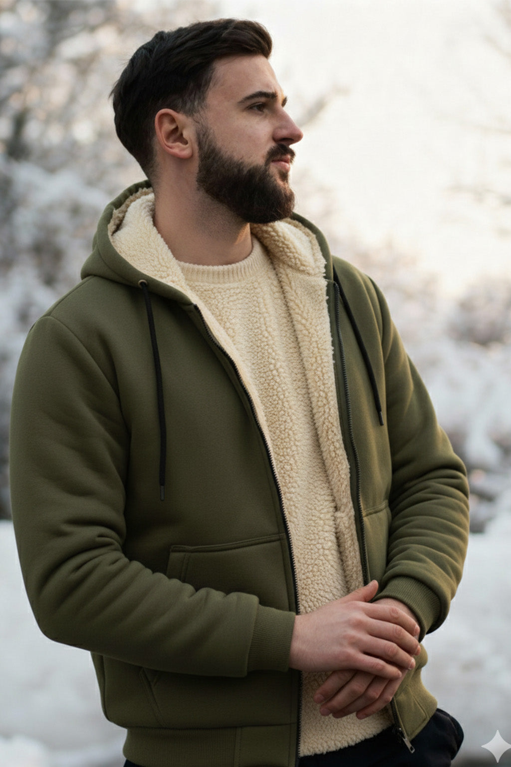 Veste à capuche zippée doublée en sherpa | Amaury