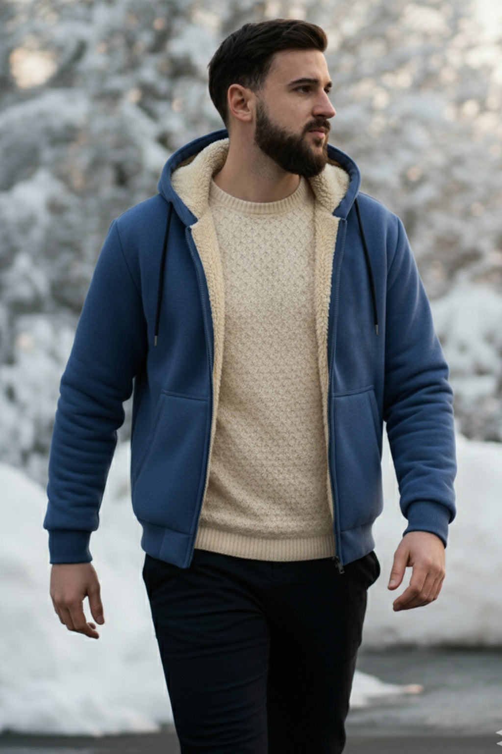 Veste à capuche zippée doublée en sherpa | Lucien