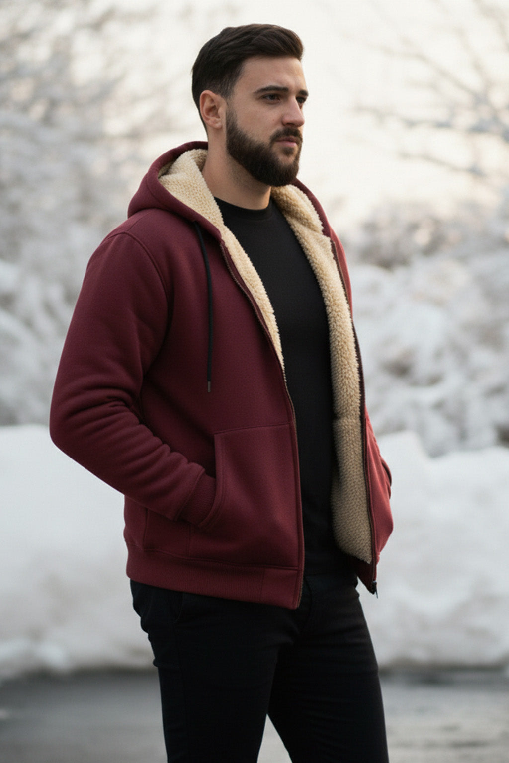 Veste à capuche zippée doublée en sherpa | Noé