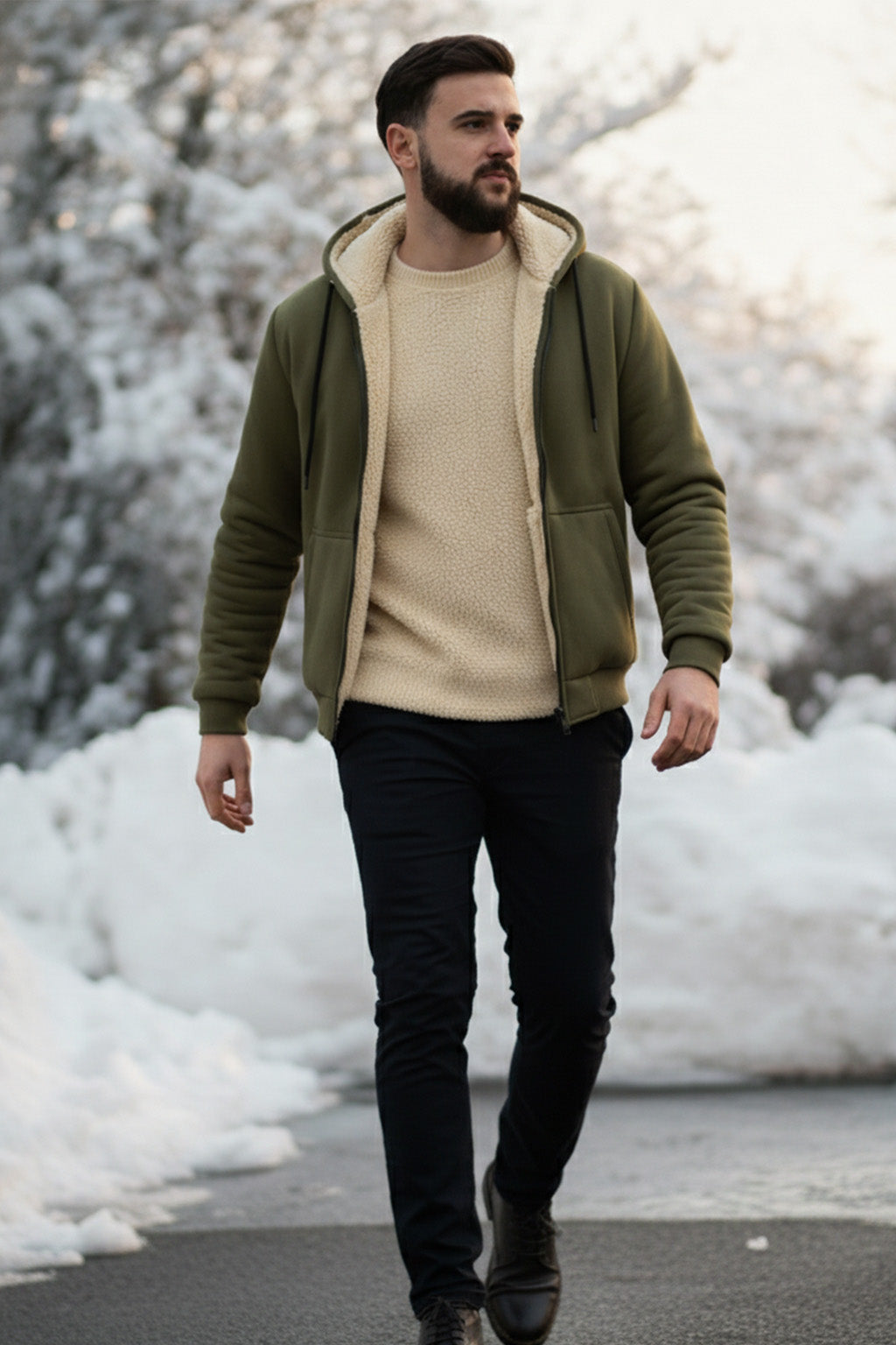 Veste à capuche zippée doublée en sherpa | Amaury