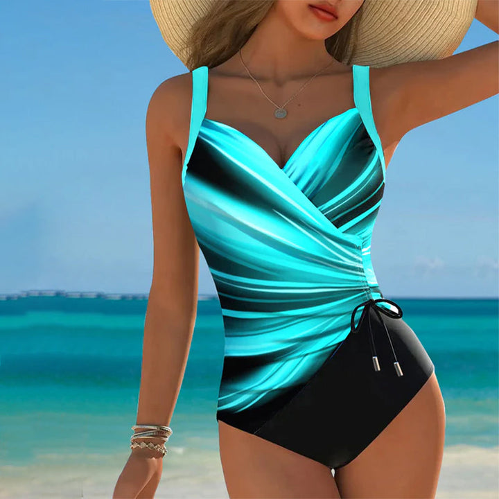 Maillot de Bain Une Pièce avec Cordelette de Couleur Contrastante