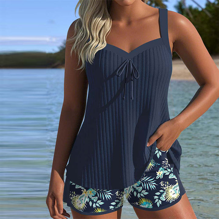 Short Rayé Tankini Deux Pièces pour Plage