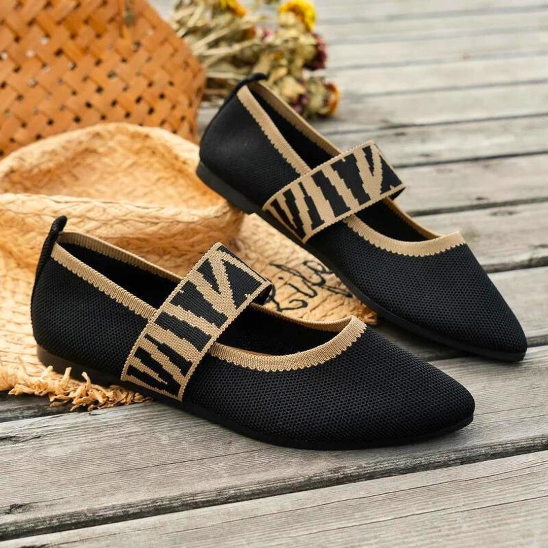 Ballerines en toile à brides et finitions contrastées 4