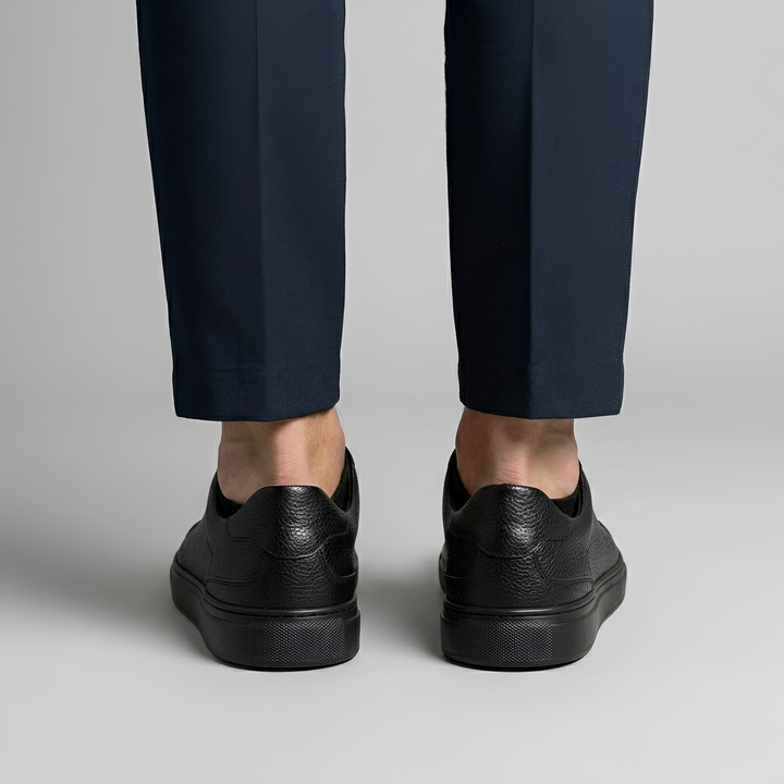 Baskets en cuir pour hommes avec lacets élastiques et semelles confortables 2