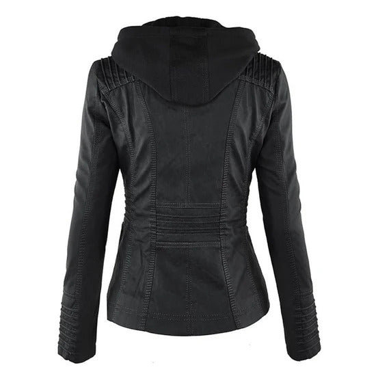 Ivory™ | Veste en Cuir pour Femmes Résistante aux Intempéries avec Capuche