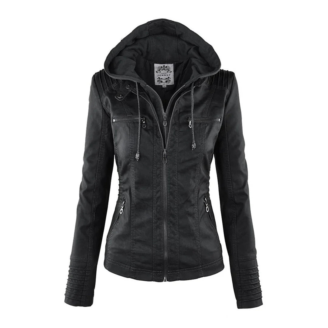 Ivory™ | Veste en Cuir pour Femmes Résistante aux Intempéries avec Capuche