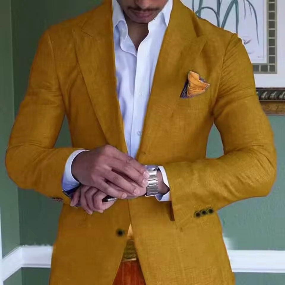 Blazer en lin pour homme, tenue formelle et décontractée, léger 2
