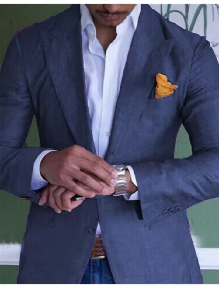 Blazer en lin pour homme, tenue formelle et décontractée, léger 4