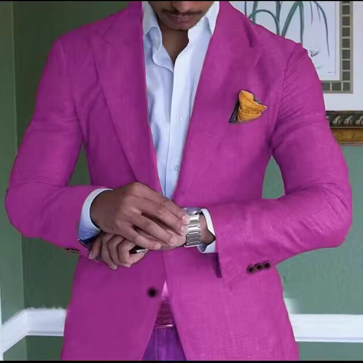 Blazer en lin pour homme, tenue formelle et décontractée, léger 5