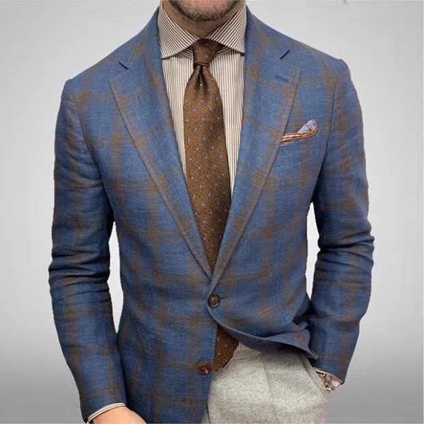 Blazer en lin pour homme, tenue formelle et décontractée, léger 9