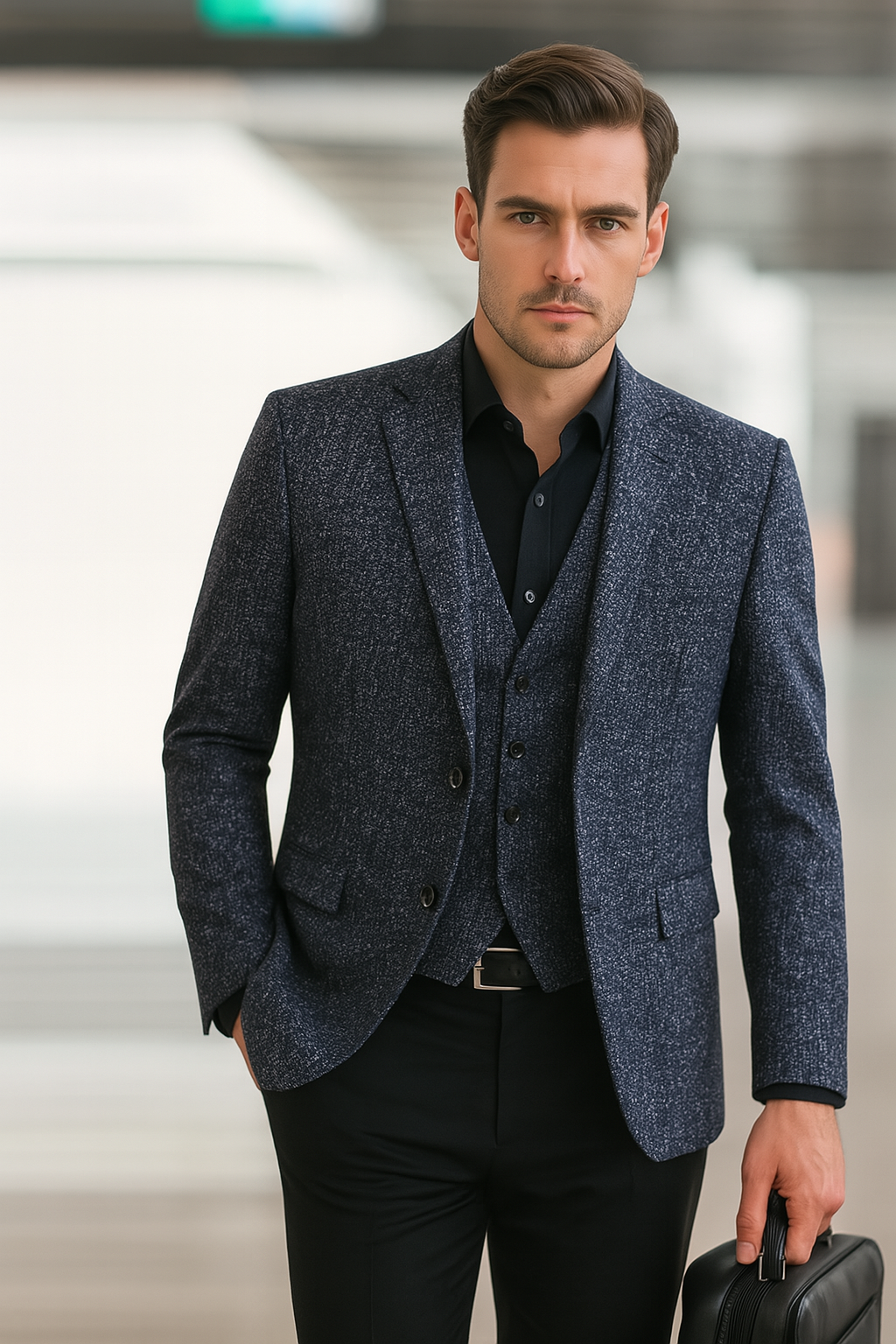 Blazer formel à manches longues pour homme avec revers cranté 1