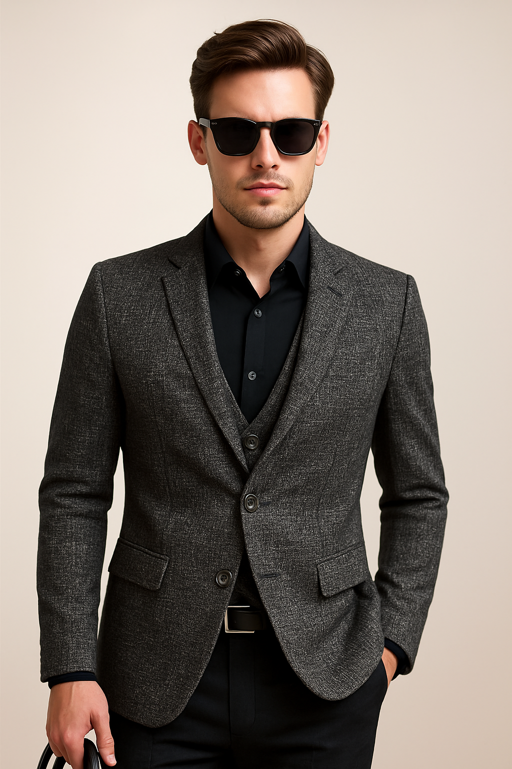Blazer formel à manches longues pour homme avec revers cranté 2