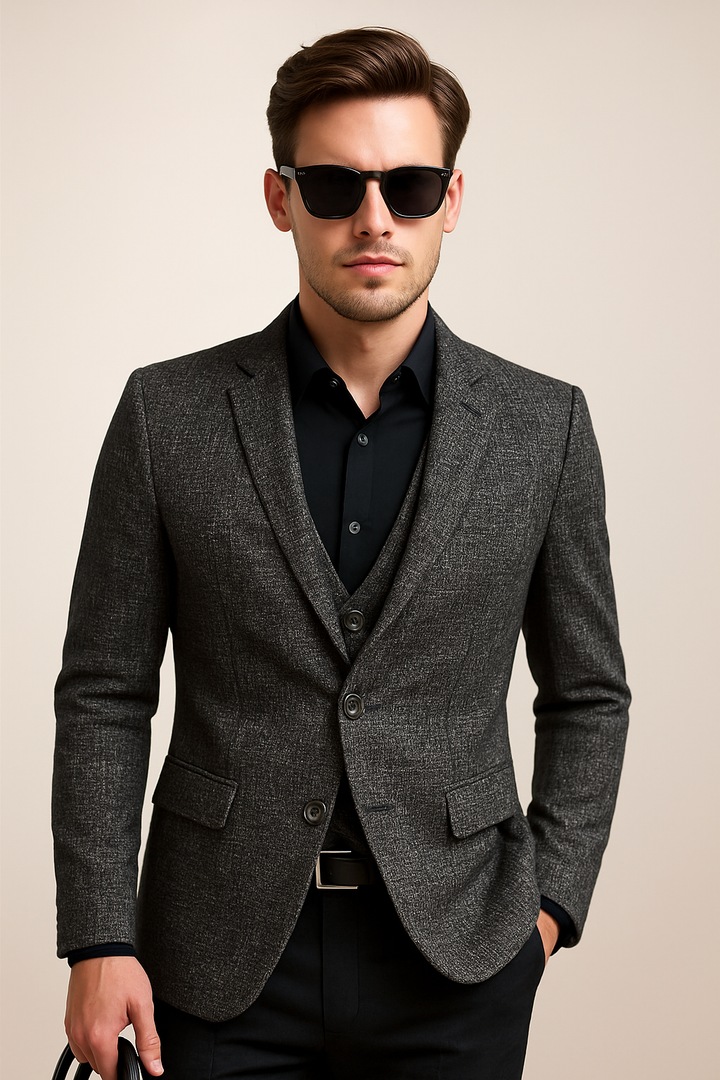Blazer formel à manches longues pour homme avec revers cranté 2