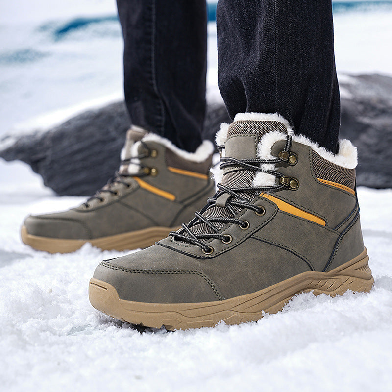 Bottes d'hiver homme à lacets doublure tige montante