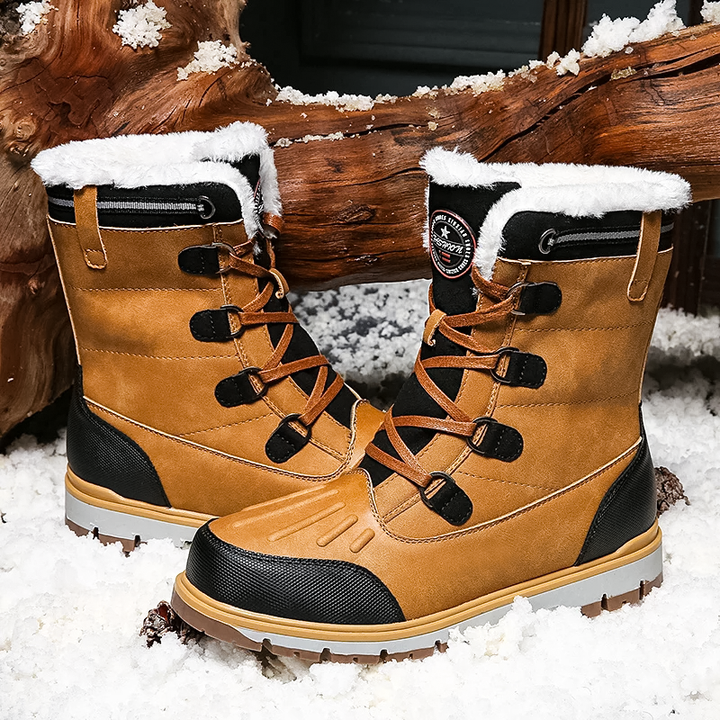 Bottes d'hiver pour hommes - Bottes de neige doublées et chaudes avec semelles antidérapantes 0